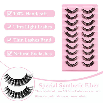 10 Paare 3D Falsche Wimpern Set mit Clip – Natürlicher Look