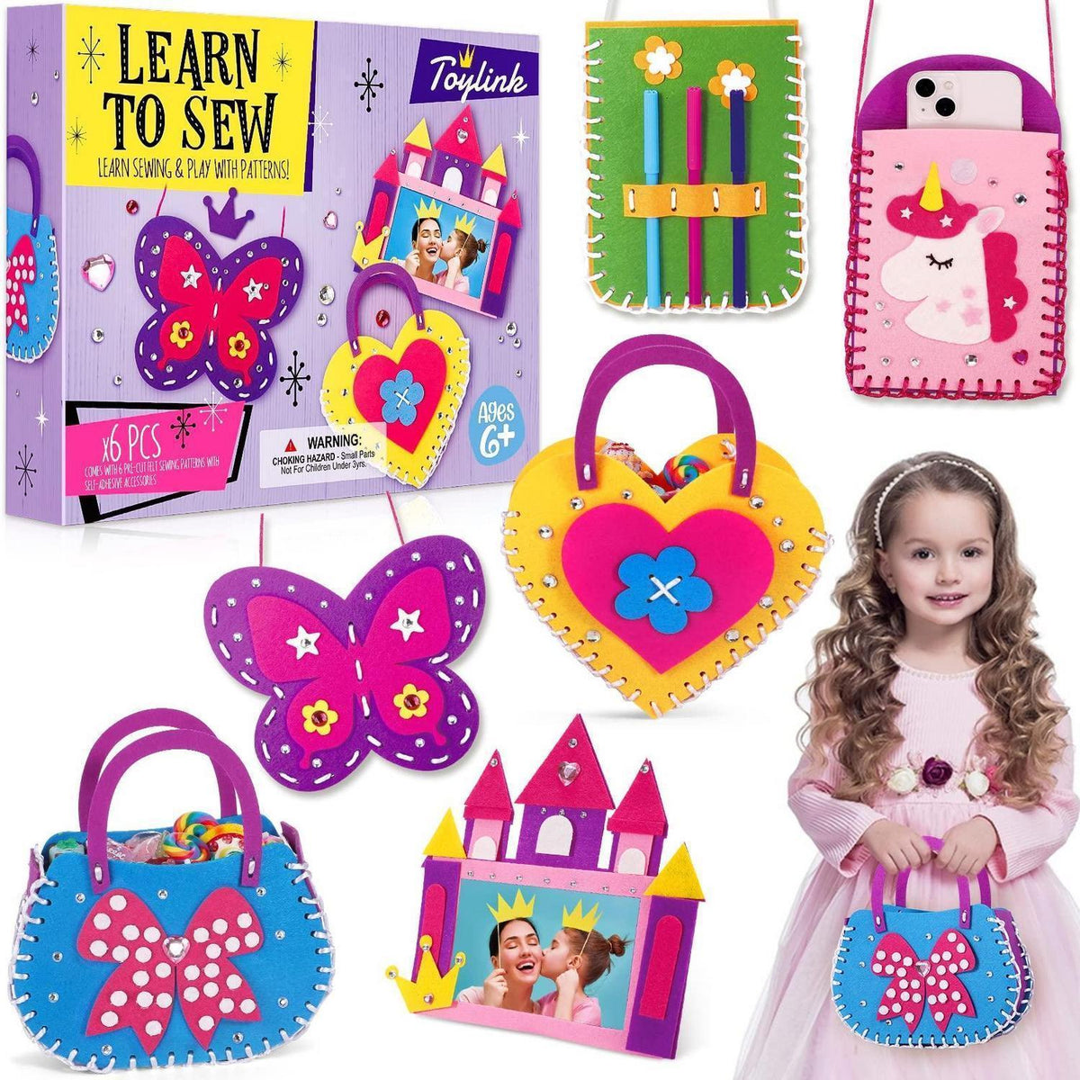 Nähset Kinder – Einhorn, Burg, Schmetterling – DIY Bastel Geschenk Mädchen