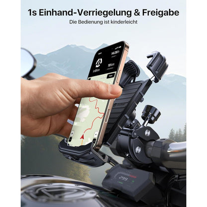 Motorrad Handyhalterung mit Diebstahlschutz und Schnellspanner