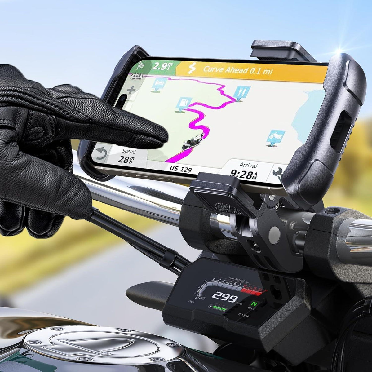 Motorrad Handyhalterung Diebstahlschutz Anti-Vibration Schwarz 4-7