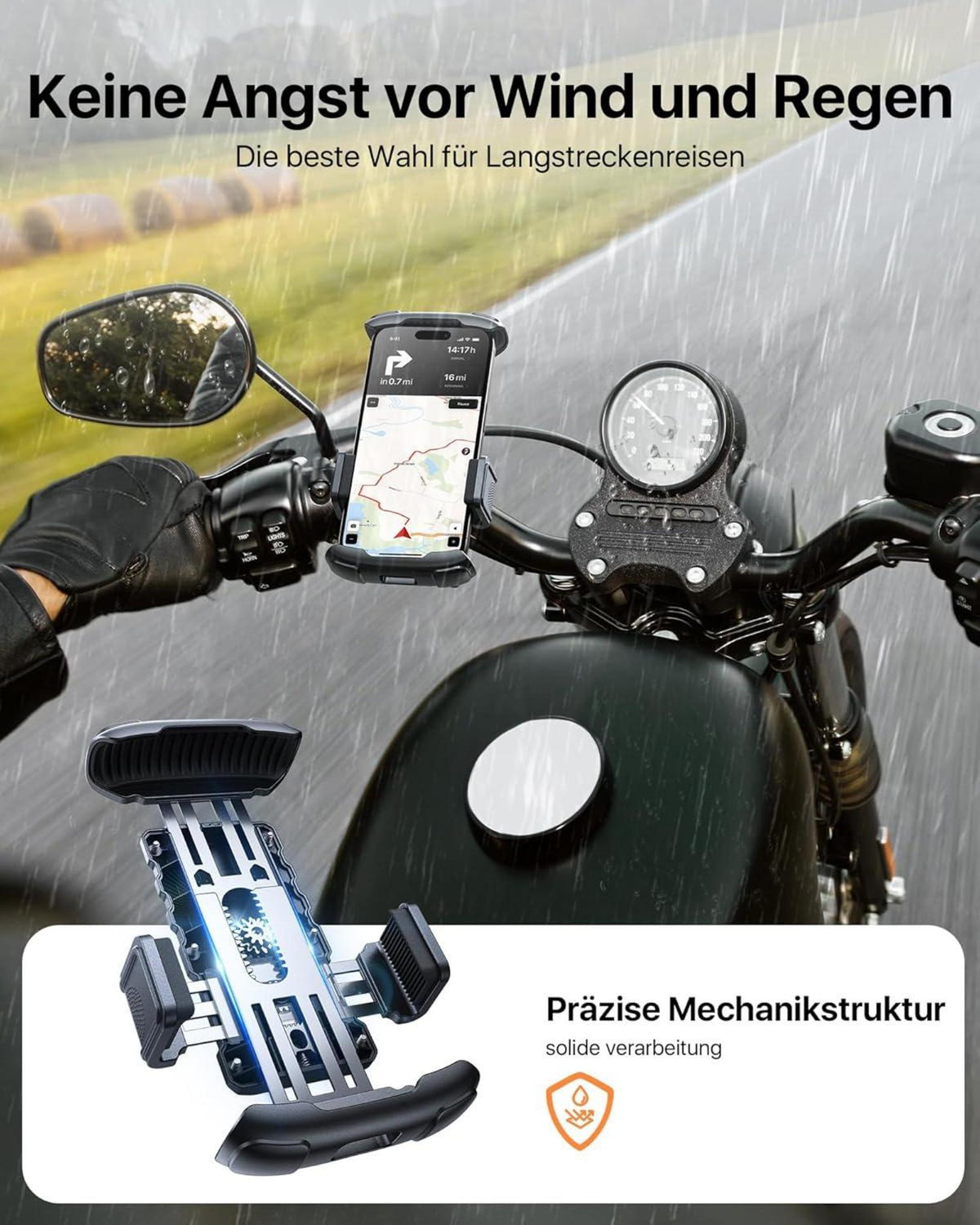 Motorrad Handyhalterung Diebstahlschutz Anti-Vibration Handyhalterung