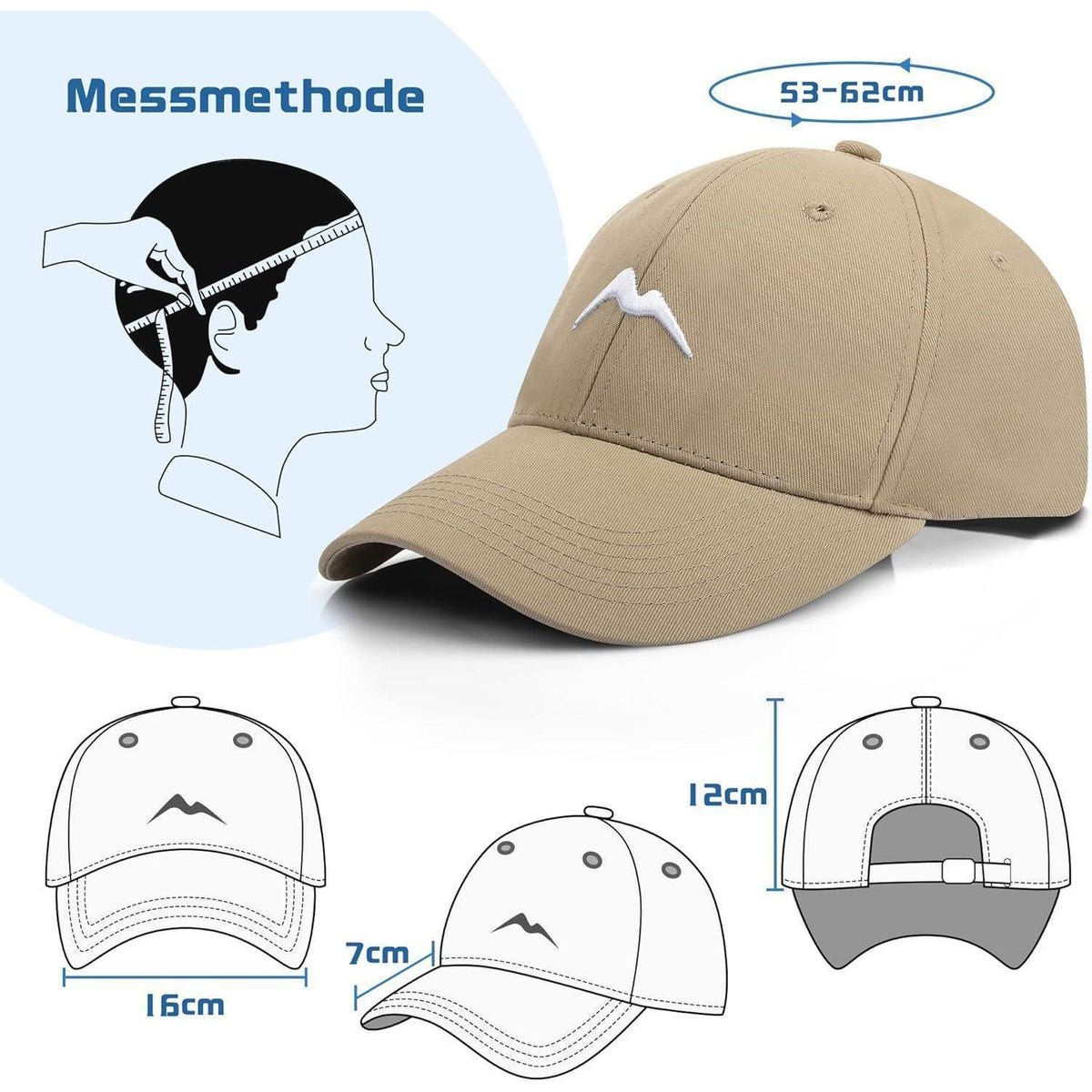 Baumwoll Baseball Cap Herren Damen Atmungsaktiv Verstellbar