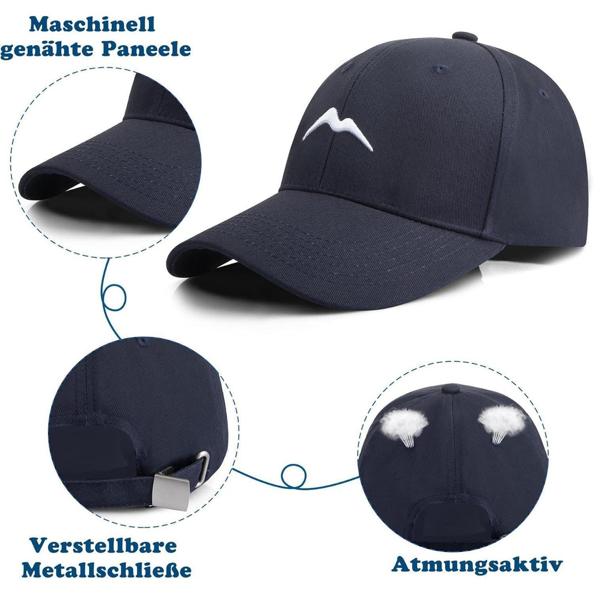 Baumwoll Baseball Cap Herren Damen Atmungsaktiv Blau