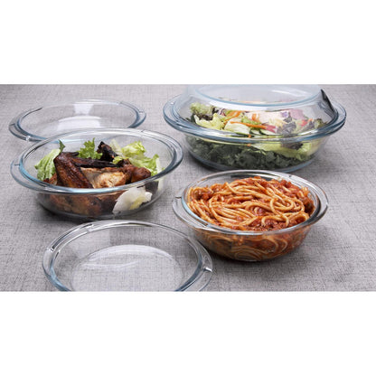 6tlg. Glas Auflaufform Set mit Deckel - 0,5L, 1L, 1,8L