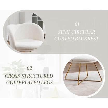 Gepolsterter Kunstfell Sessel – Weiß, Wohnzimmer & Schlafzimmer