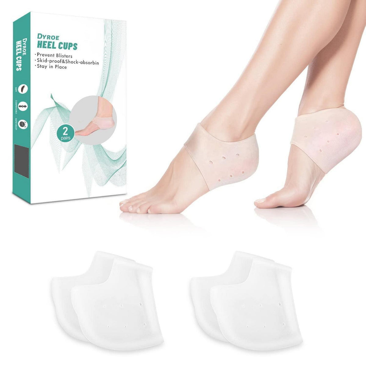 Dyroe Fersenpolster Gel Fersenschoner für Fersensporn & Plantarfasziitis