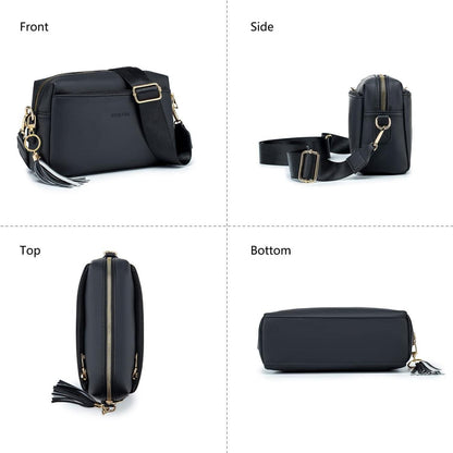 Roulens Damen Handy Umhängetasche Vegan Leder Breiter Riemen Abendtasche