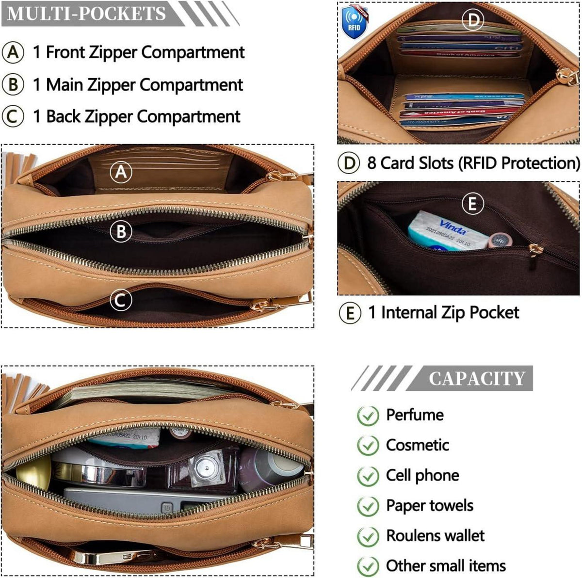 Damen Umhängetasche Veganem Leder Abendtasche mit