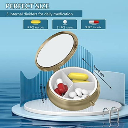 Retro Pillendose mit Spiegel – 2er Set für Vitamine & Reise