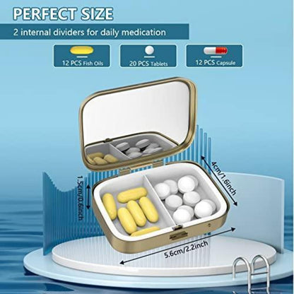 Retro Pillendose mit Spiegel – 2er Set für Vitamine & Reise