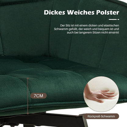 Drehbarer Samt Esszimmerstuhl mit Armlehnen – Grün, 6er Set