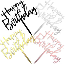 8-teiliges Happy Birthday Acryl Tortendeko Set - Gold Roségold Silber