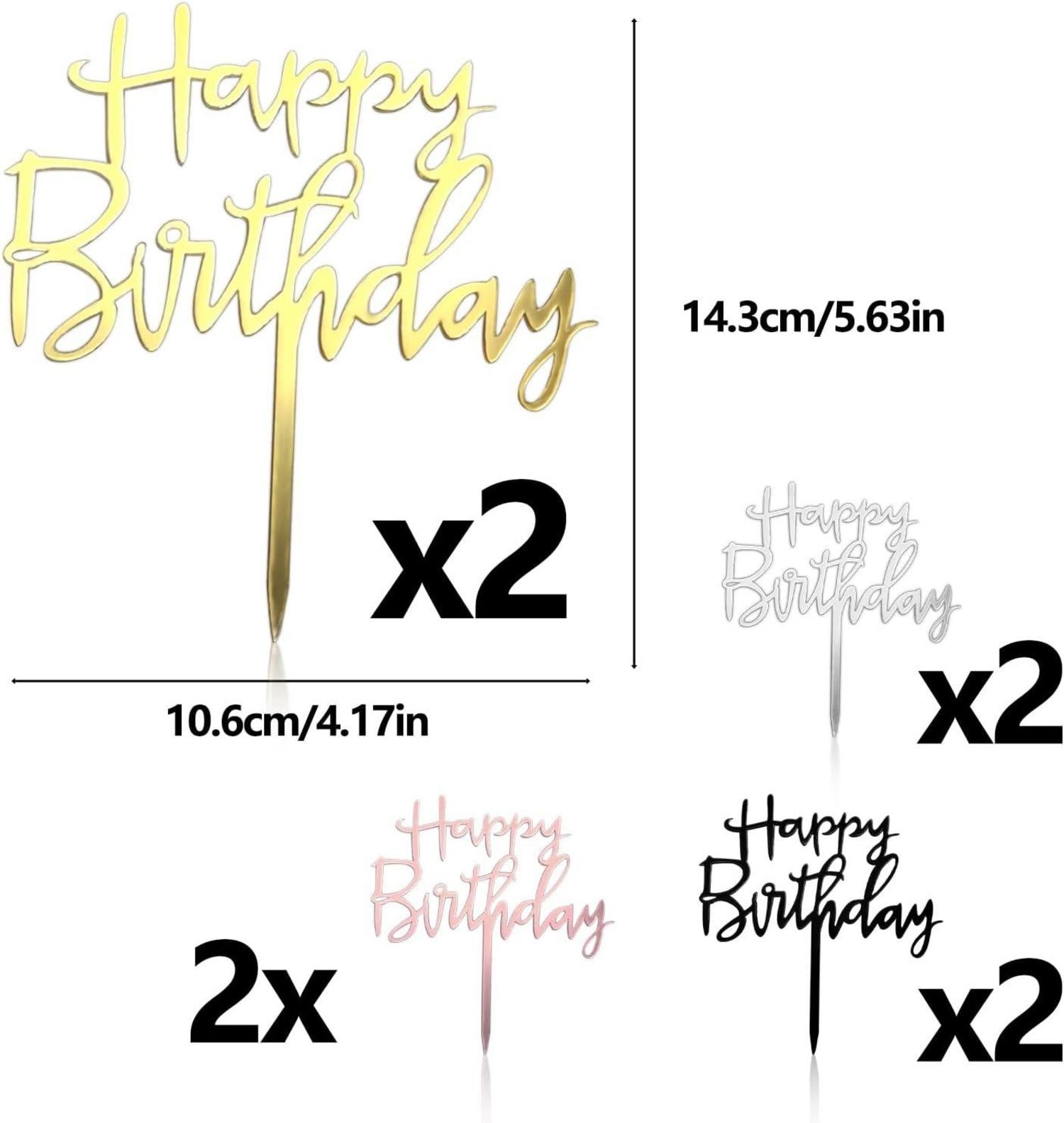 8er Set Happy Birthday Tortendeko Gold Roségold Silber