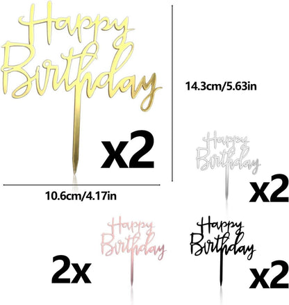 8er Set Happy Birthday Tortendeko Gold Roségold Silber