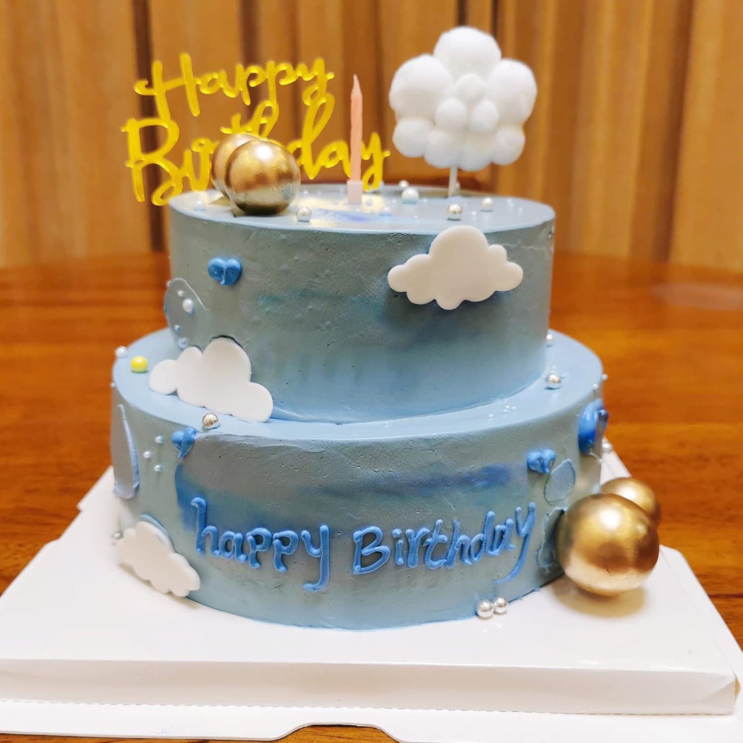 8 Stück Happy Birthday Acryl Cake Topper Set Gold Roségold Silber Schwarz