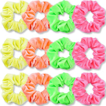 Neon Haargummis 80er Jahre Samt Scrunchy für Haare 12 Stück