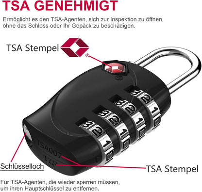 TSA Zahlenschloss für Koffer Rucksack Fahrradtasche