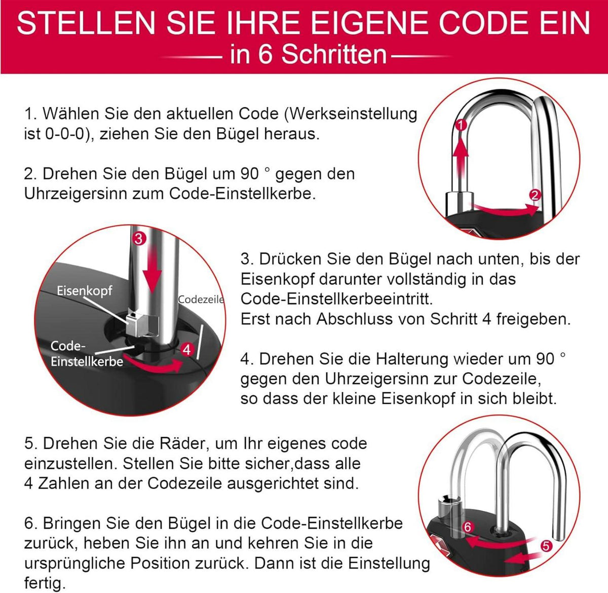 ZHEGE Kofferschloss 4 Stellig TSA für Koffer Rucksack Gepäck Schwarz