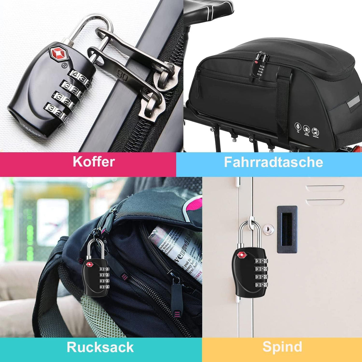 Kofferschloss Zahlenschloss 4 Stellig TSA für Koffer Rucksack