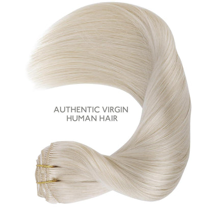 Echthaar Clip Ins Platinblond 60cm - 150g