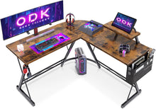 Gaming Schreibtisch L-Form mit Monitorständer Vintage Braun 127x127 cm