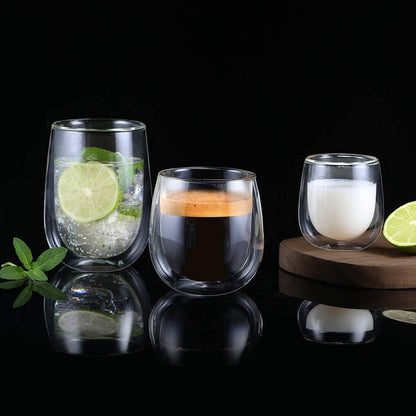 Doppelwandige Espressotassen 100ml 6er Set Borosilikatglas