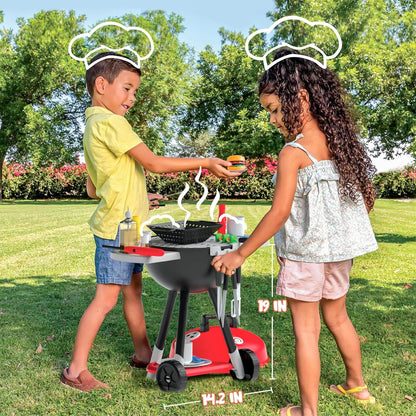 Spielzeug BBQ Grill Set 34-teilig für Kinder, Kugelgrill Playset