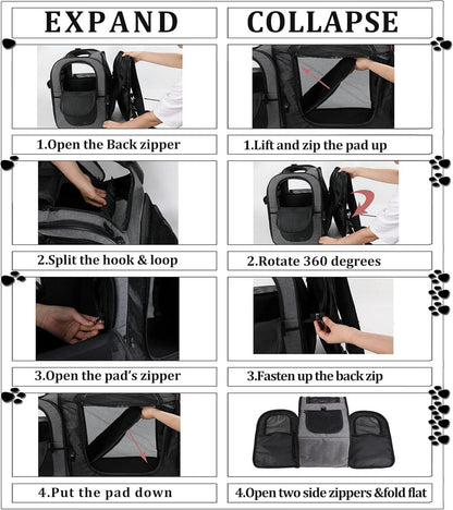 Erweiterbarer Katzenrucksack Hunderucksack Haustier Tragetasche Grau