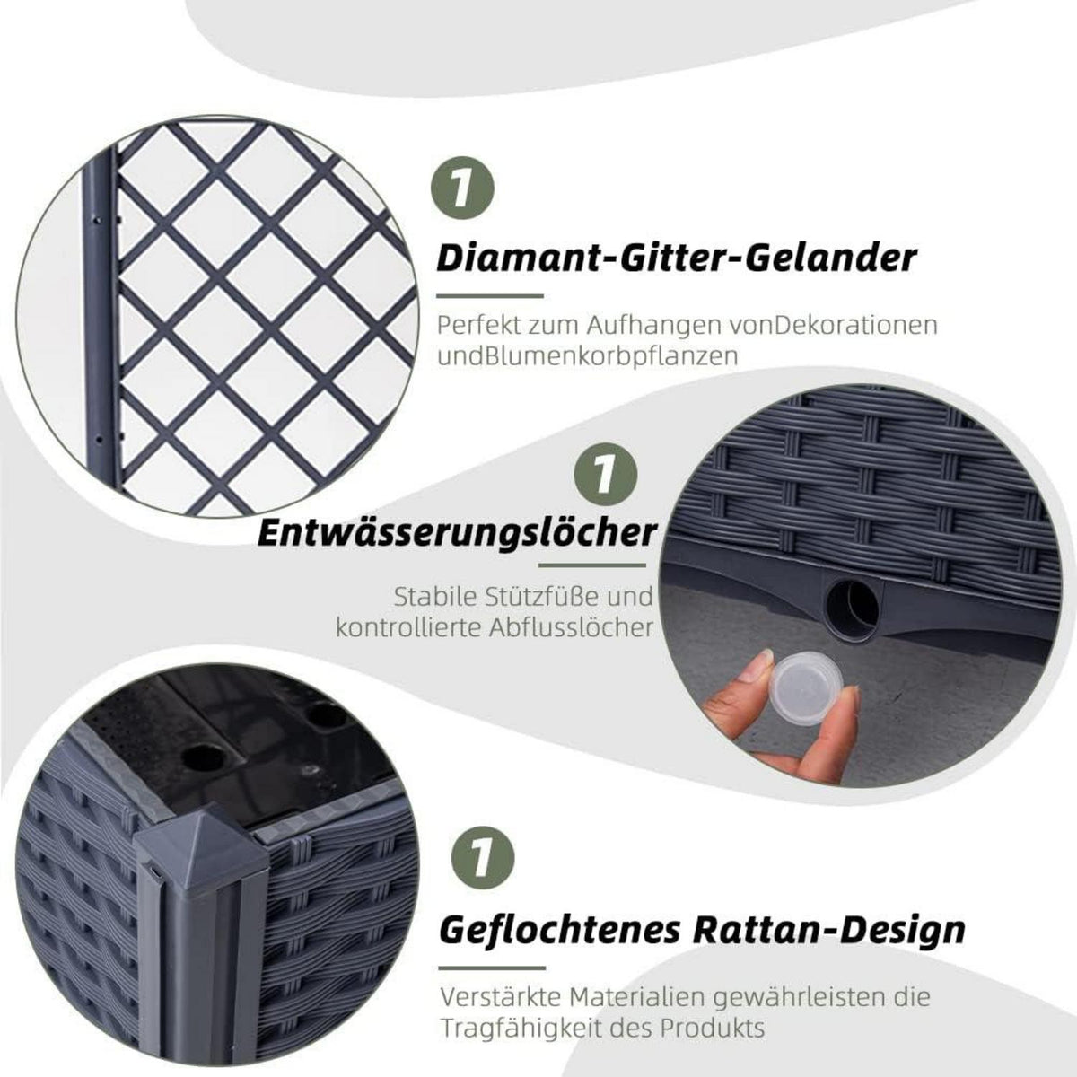 Pflanzkübel mit Rankgitter für Kletterpflanzen und Hochbeet