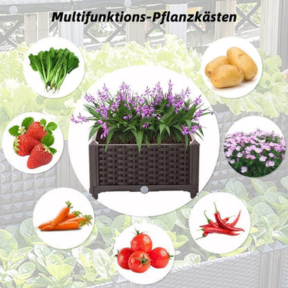 Blumenkübel Rattan Optik mit Rankgitter Hochbeet