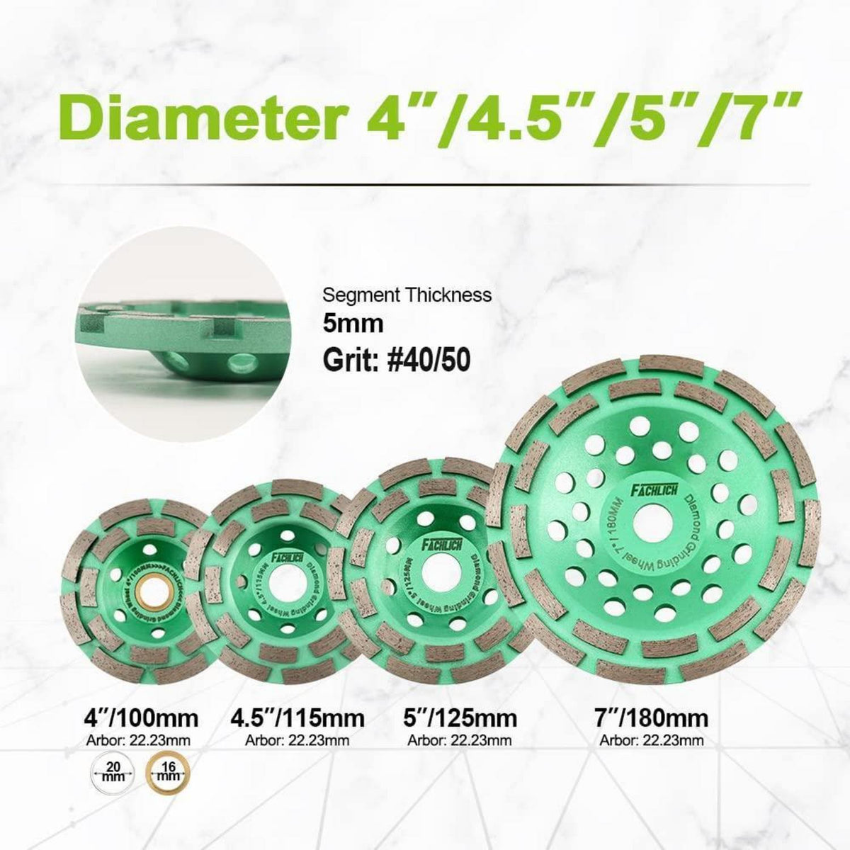 Diamantschleiftopf 125mm Doppelreihe für Beton & Stein