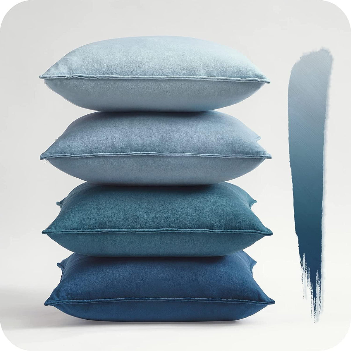 Kissenbezug Samt 45x45 4er Set blau Farbverlauf Dekokissen Sofa