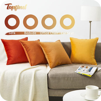 Topfinel 4er Set Kissenbezug 45x45 Gelb Samt Dekokissen Sofa ComboBox Wohnzimmer