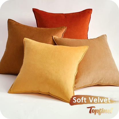 Topfinel 4er Set Kissenbezug 45x45 Gelb Samt Dekokissen Sofa ComboBox Wohnzimmer