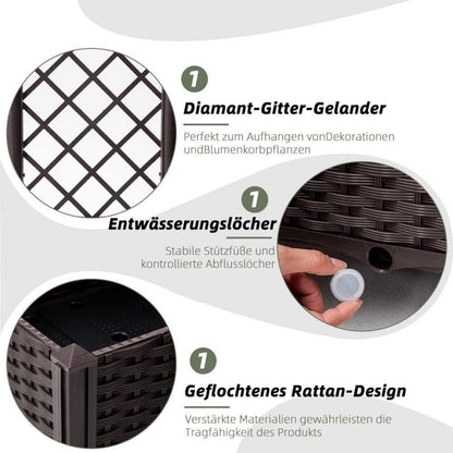 Mingone Pflanzkübel Spalier Rattan Kletterpflanzenkasten