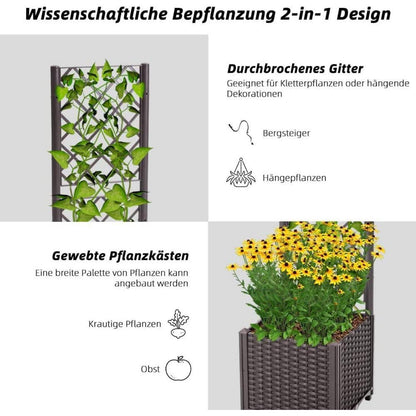 Mingone Pflanzkübel Spalier Rattan Kletterpflanzenkasten