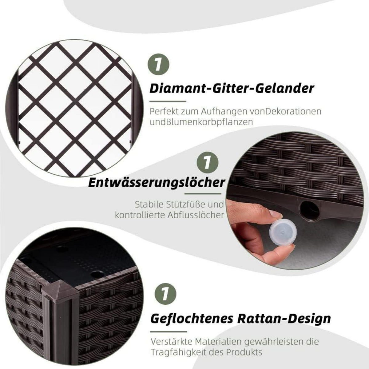 Pflanzkübel Spalier Rattan Kletterpflanzenkasten Selbstbewässerung