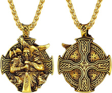 Wikinger Odin Medaille Halskette Edelstahl/18k vergoldet Rund Anhänger
