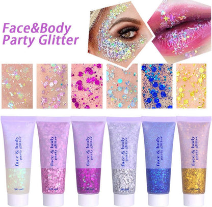 Body Glitter Gel 50ml Mermaid Sequins Chunky Glitter Kit