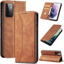 Samsung Galaxy A72 Leder Handyhülle mit Ständer und Kartenfach-Braun