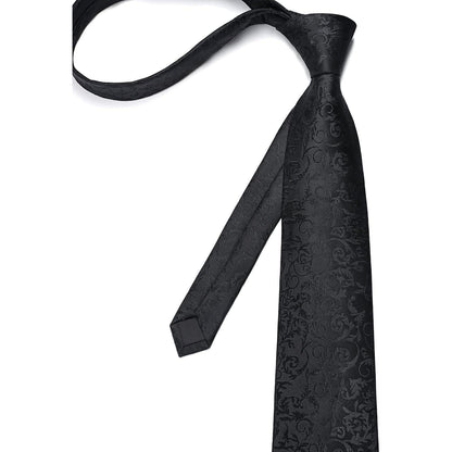 Herren Krawatten Set mit Einstecktuch & Manschettenknöpfen Seide Paisley