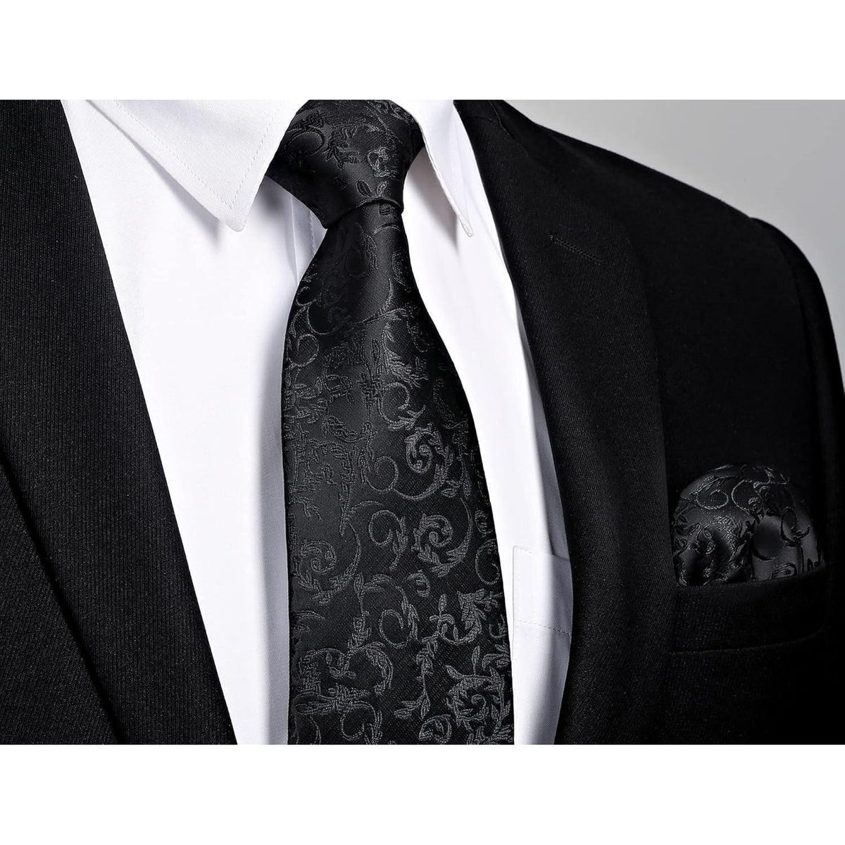 Herren Krawatten Set mit Einstecktuch & Manschettenknöpfen Seide Paisley