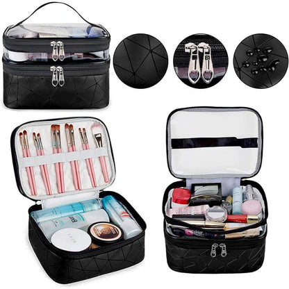 Kosmetiktasche Set Schwarz 3 Stück Doppellagig