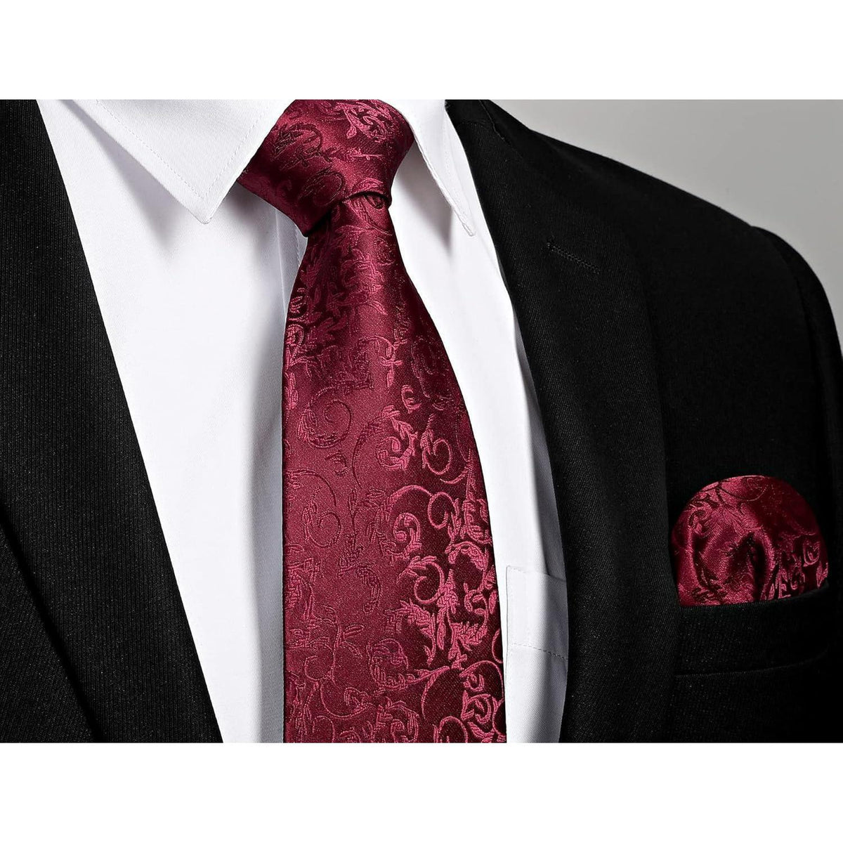 Herren Krawatten Set Seide Paisley mit Einstecktuch & Manschettenknöpfen