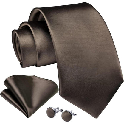 Herren Krawatten-Set mit Einstecktuch und Manschettenknöpfen, Seide Paisley