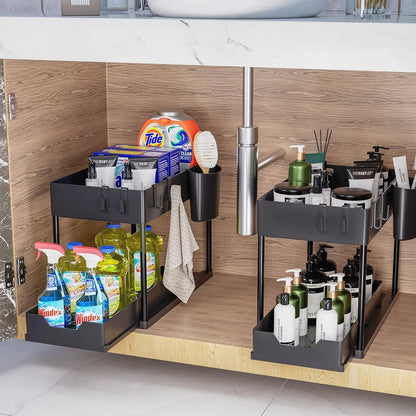 Puricon Unter Waschbecken Regal 2 Etagen Schwarz