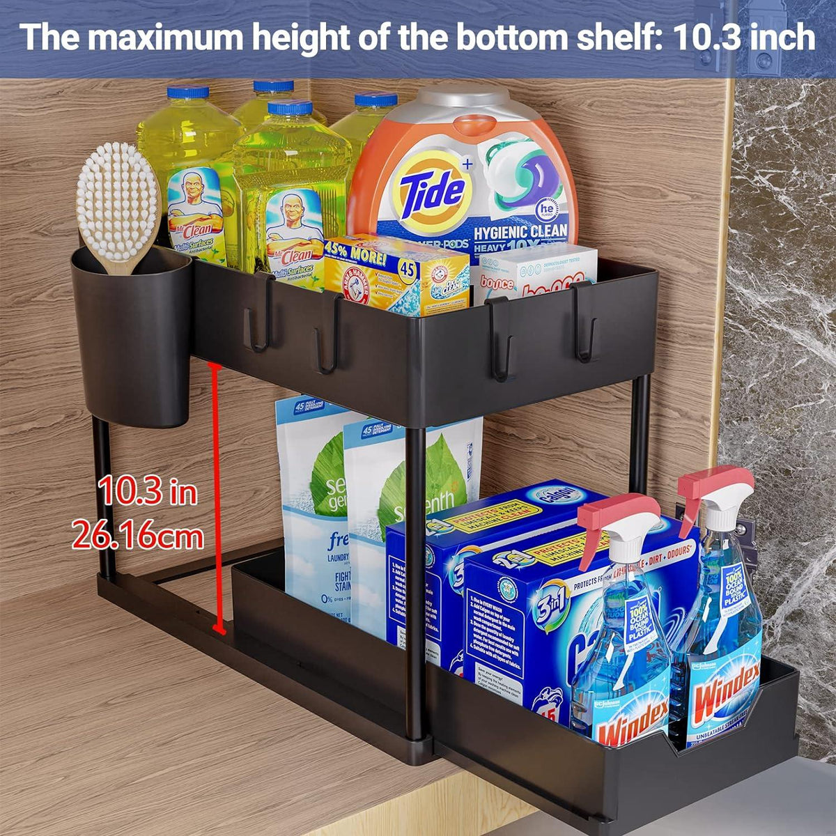 Unter Waschbecken Regal 2 Etagen Küchen Organizer - Schwarz