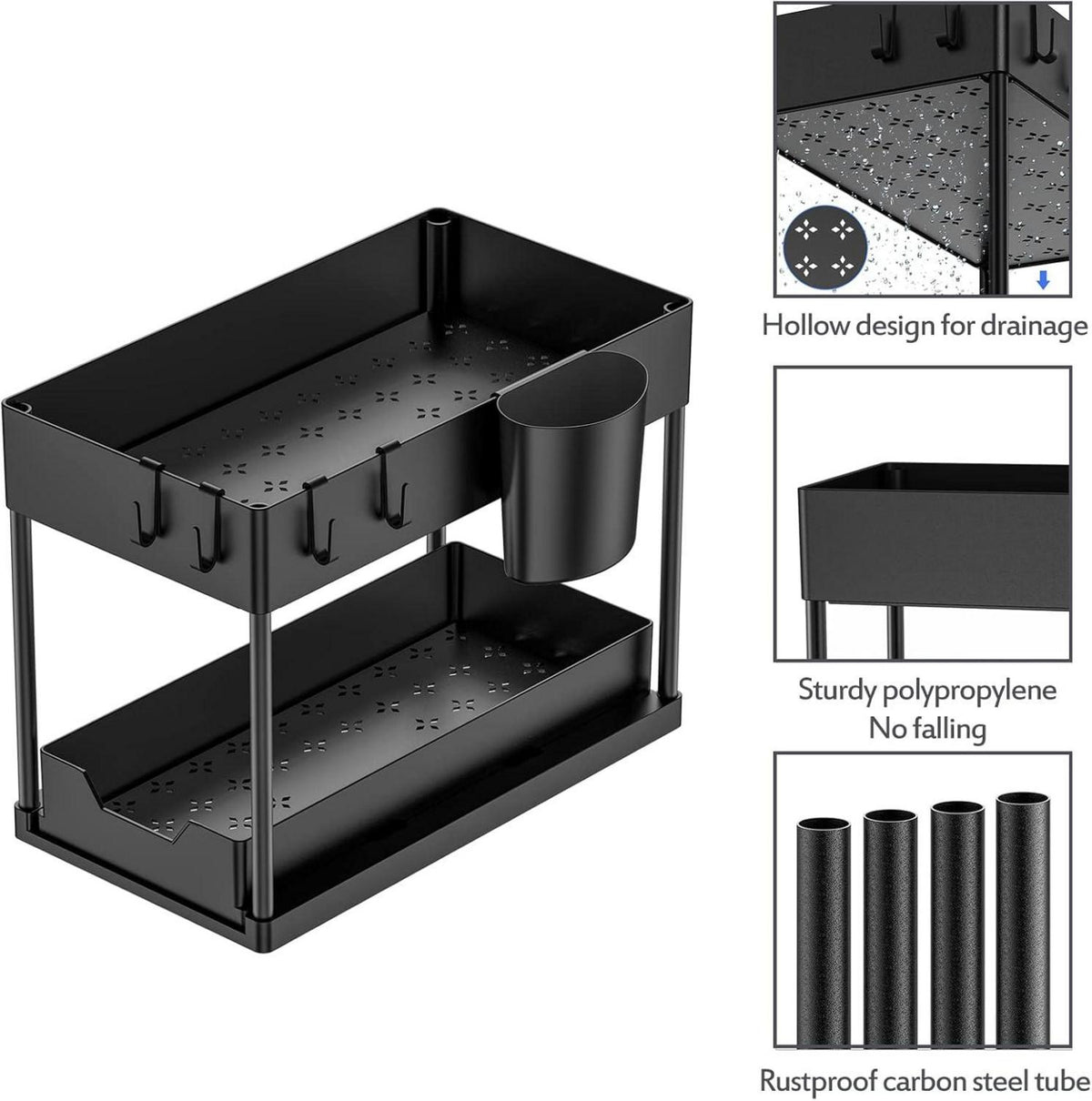 Unter Waschbecken Regal 2 Etagen Küche Organizer Schwarz