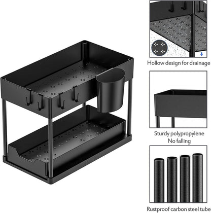 Unter Waschbecken Regal 2 Etagen Küche Organizer Schwarz
