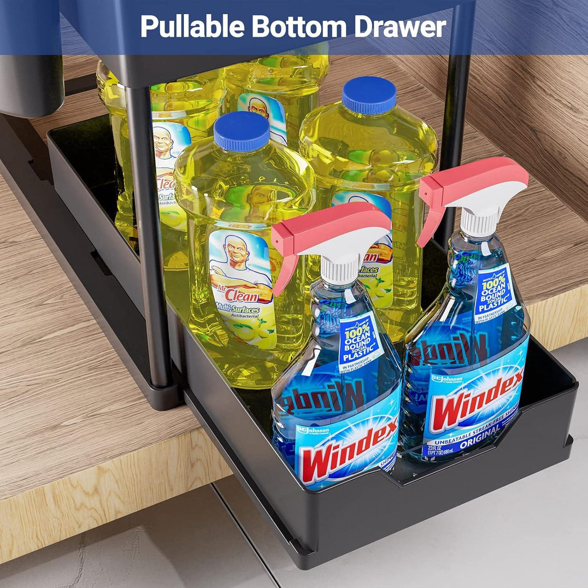 Unter-Waschbecken Regal 2 Etagen Küchen Arbeitsplatte Organizer Schwarz